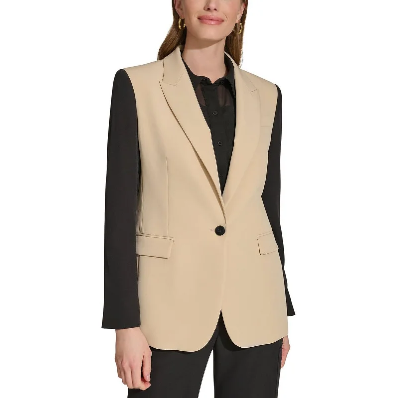 DKNY Womens Colorblock Suit Separate One-Button Blazer