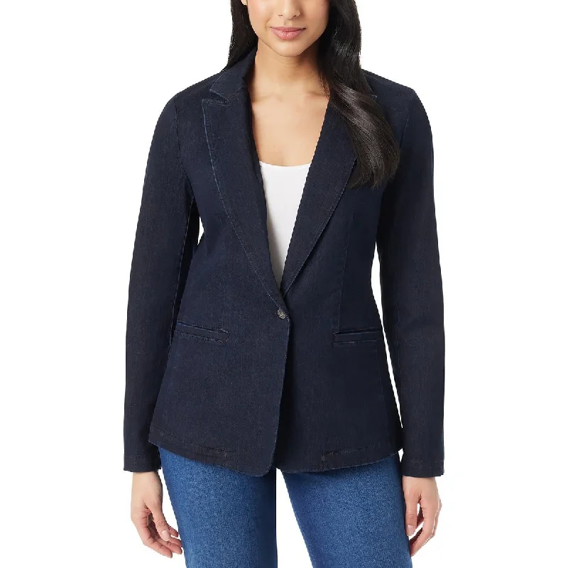 Gloria Vanderbilt Womens Denim Stretch One-Button Blazer