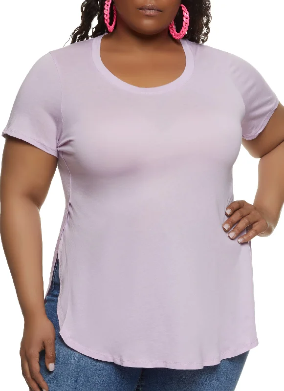 Plus Size Basic Split Hem Tee