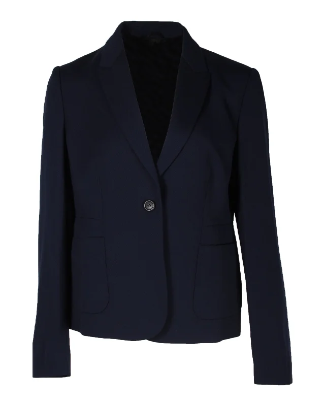 Miu Miu Single-Breasted Blazer in Navy Wool