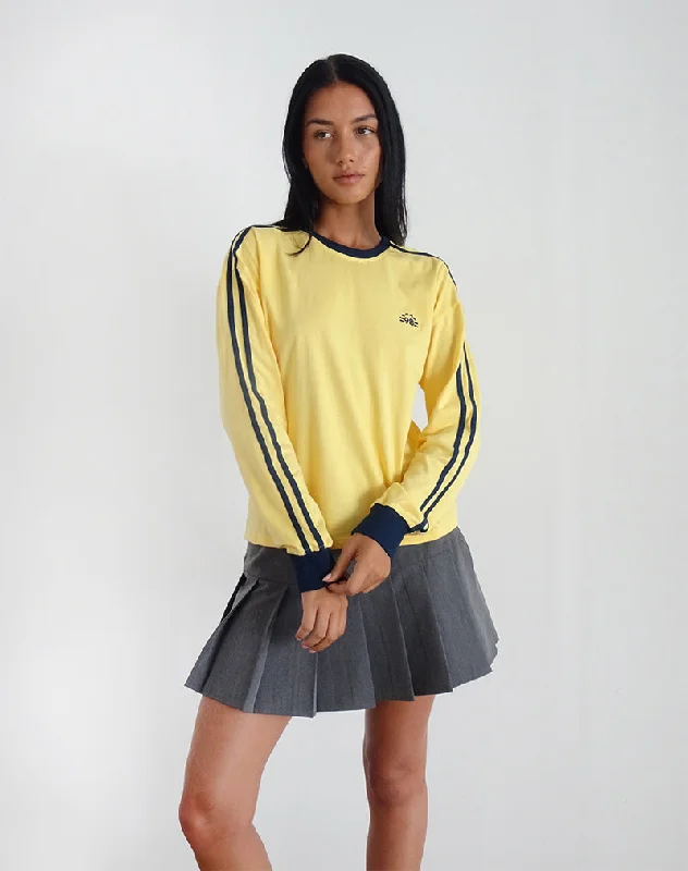 Prata Long Sleeve Top in Lemonade with Navy Binding