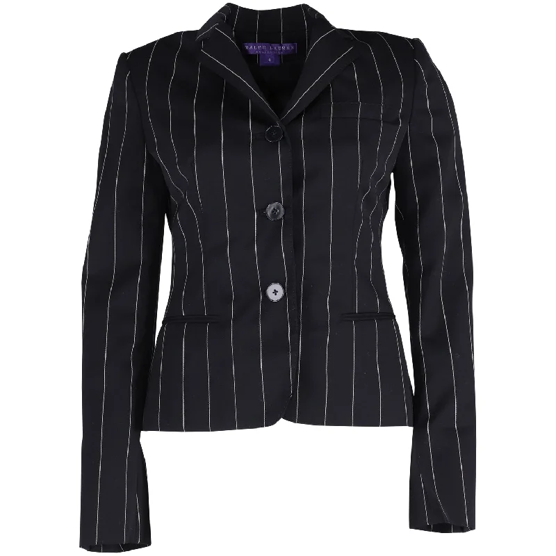 Ralph Lauren Striped Blazer in Black and White Cotton