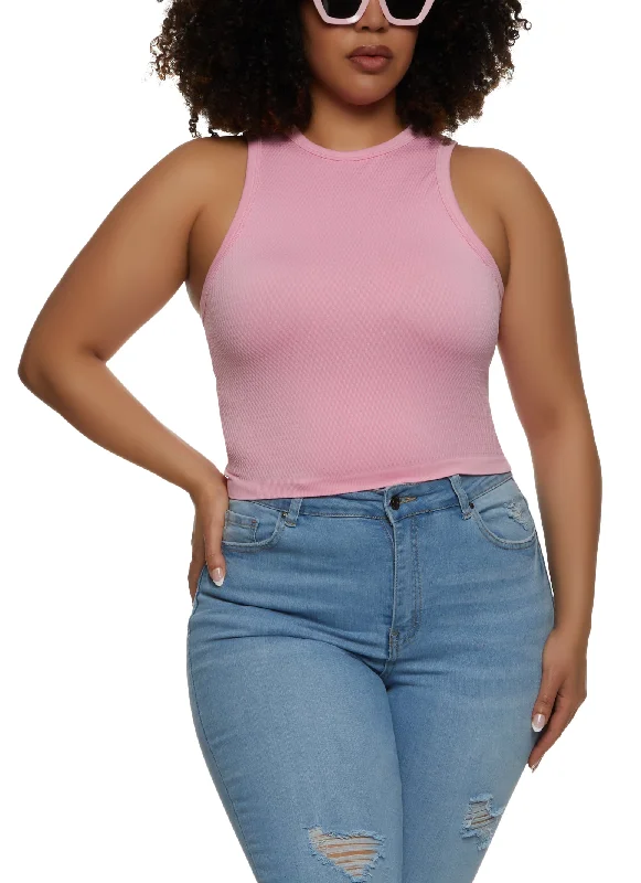 Plus Size Textured Knit Racerback Tank Top