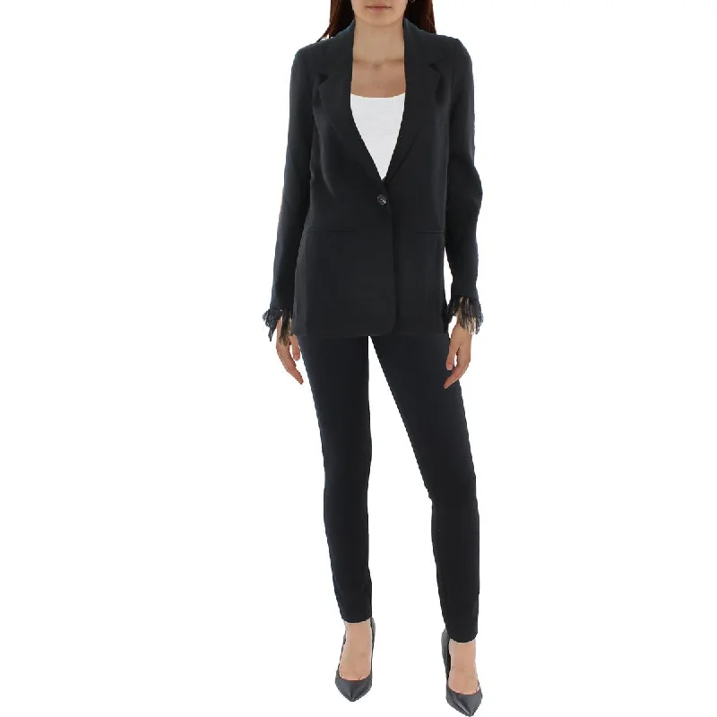 WAYF Womens Romee Ostrich Feather Suit Separate One-Button Blazer