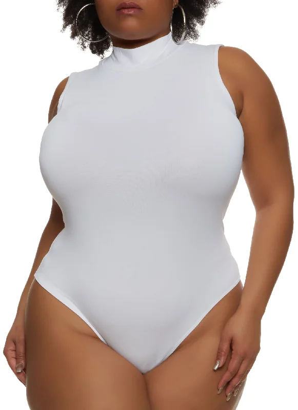 Plus Size Mock Neck Sleeveless Bodysuit