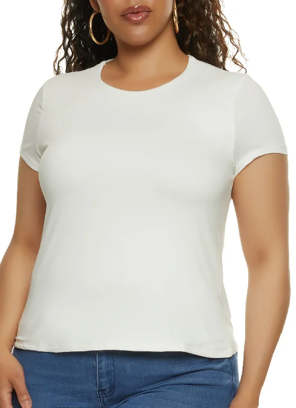 Plus Size Soft Knit Crew Neck Tee