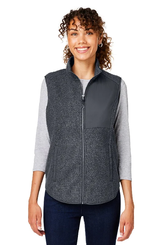 North End Womens Aura Sweater Fleece Full Zip Vest - Carbon Grey