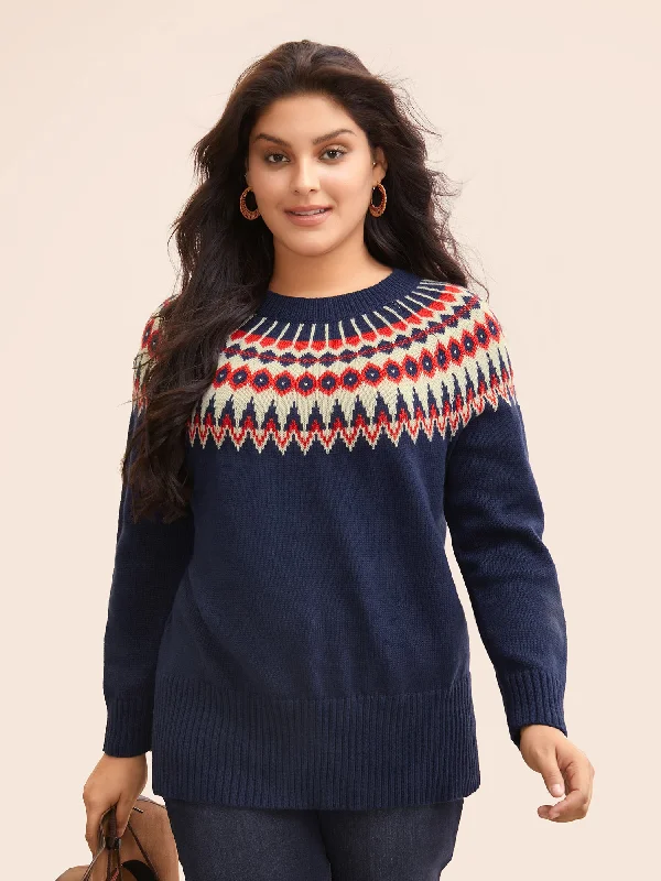 Fair Isle Pull Over Crew Neck Pullover