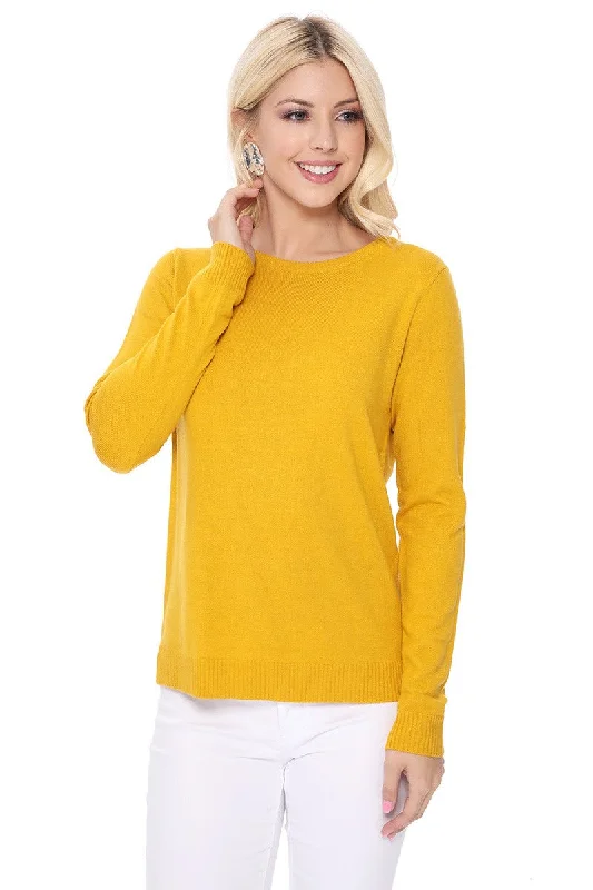 YEMAK Women's Casual Long Sleeve Crewneck Pullover Sweater MK3399 (S-L)